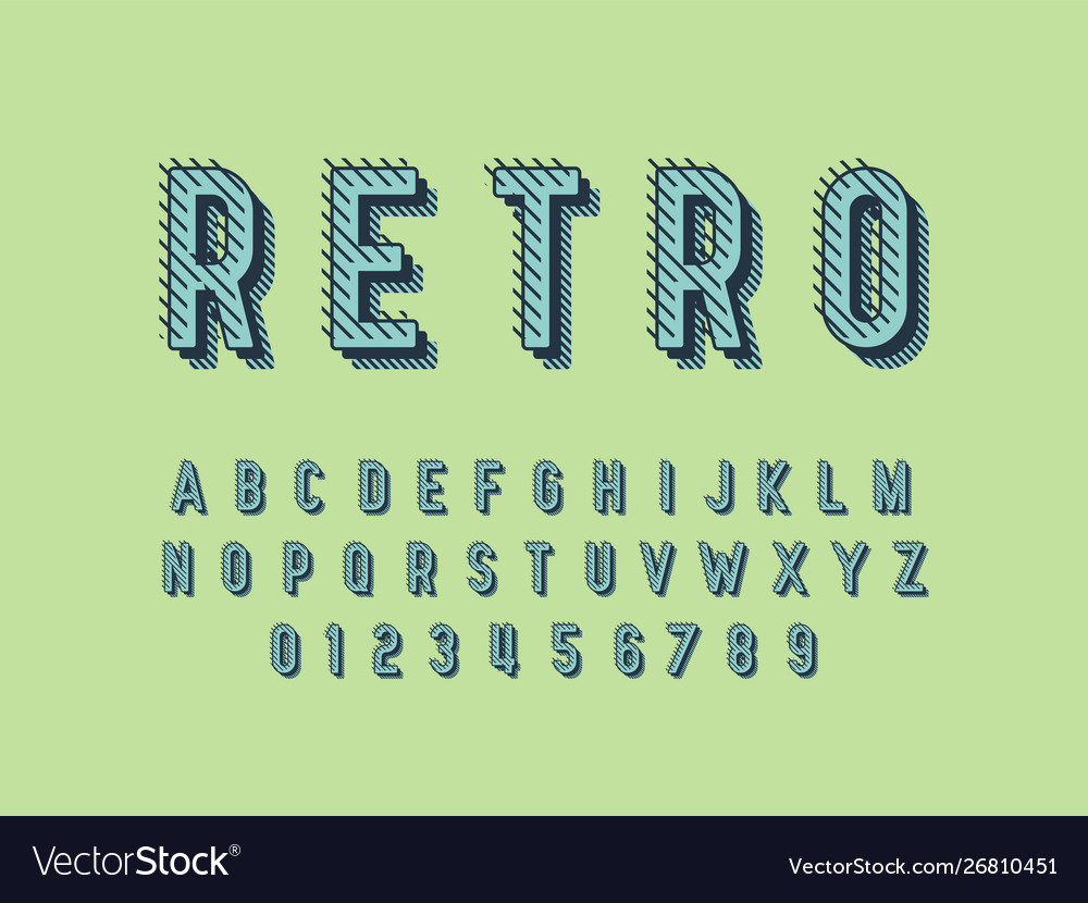 Retro font and alphabet stock Royalty Free Vector Image