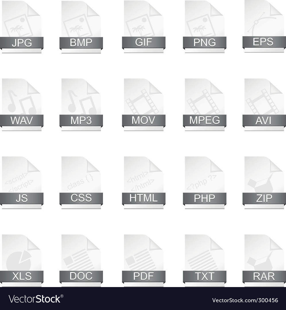 File format icons Royalty Free Vector Image - VectorStock