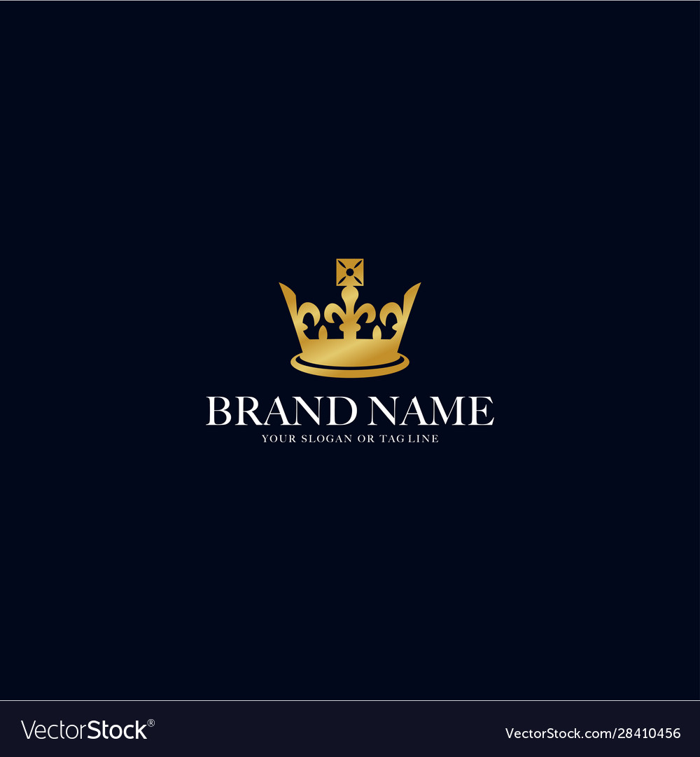 Logo design gold color crown Royalty Free Vector Image