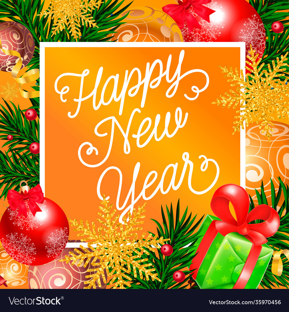 New year lettering in orange color Royalty Free Vector Image