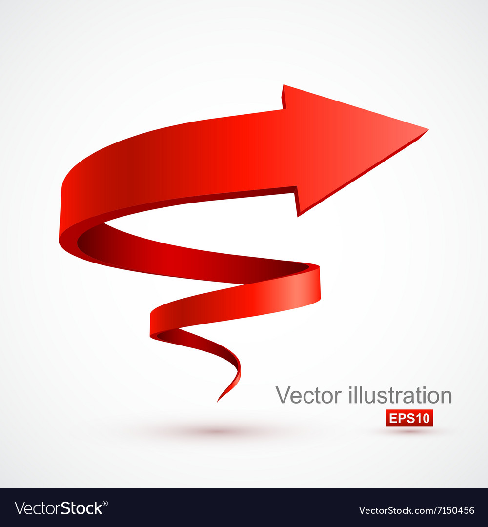 Red spiral arrow 3d Royalty Free Vector Image - VectorStock