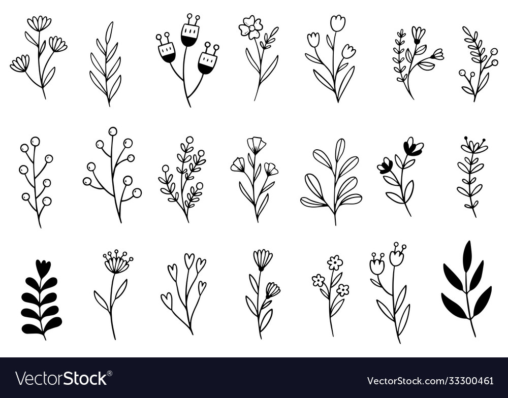 0038hand drawn flowers doodle Royalty Free Vector Image