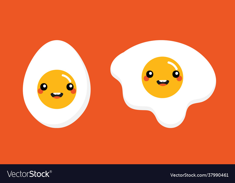 Cartoon Boiled Egg And Fried Egg Characters Vector Image