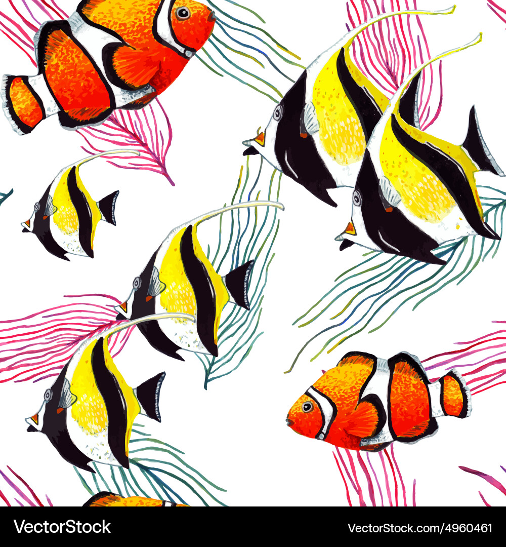 Vector Parrot Fish Pattern Fish pattern Royalty Free Vector Image - VectorStock