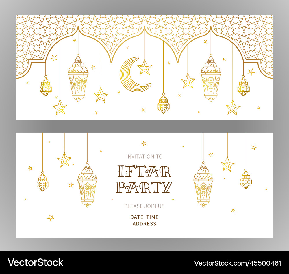 For iftar party celebration gold cards Royalty Free Vector