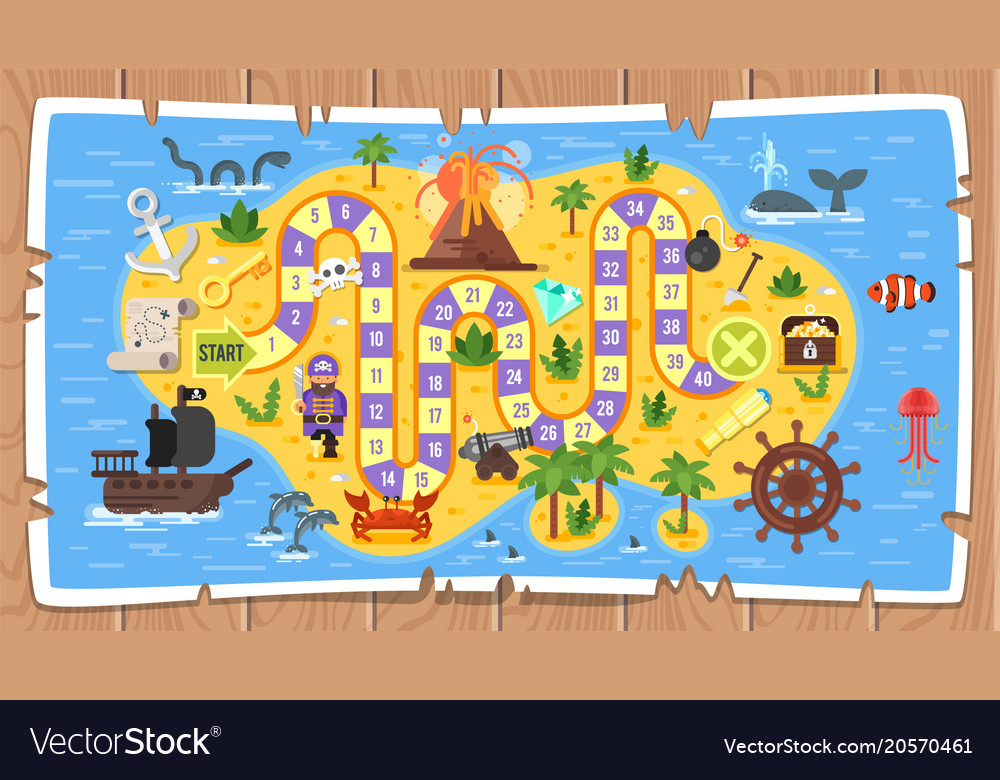 Kids pirate board game template Royalty Free Vector Image