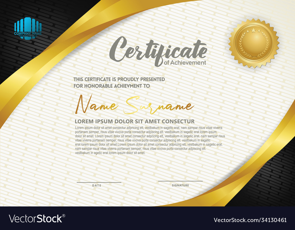 Luxury Horizontal Certificate Template Royalty Free Vector