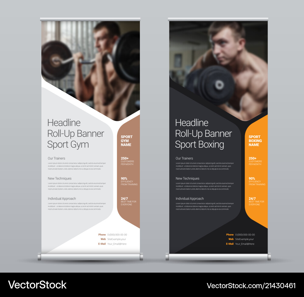Template Of Vertical Roll Up Banner With Vector Image