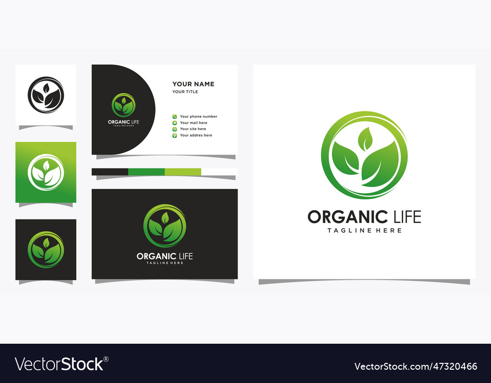 Organic life logo with leaf and circle concept Vector Image