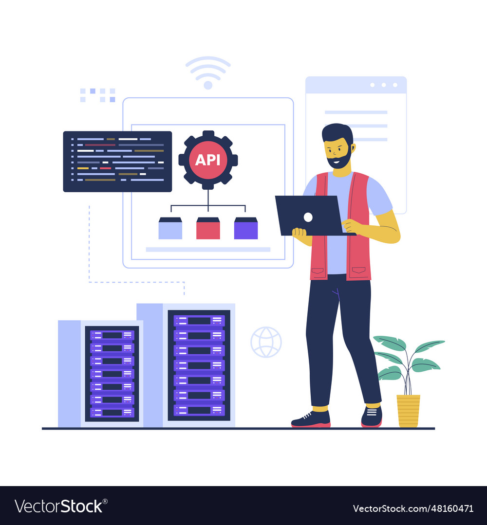 Concept of application programming interface Vector Image