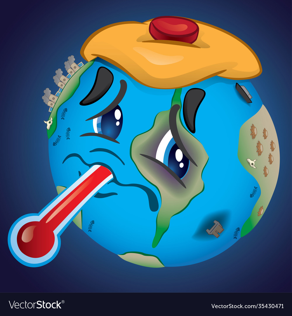 Earth bruised and saddened pollution and abuse Vector Image