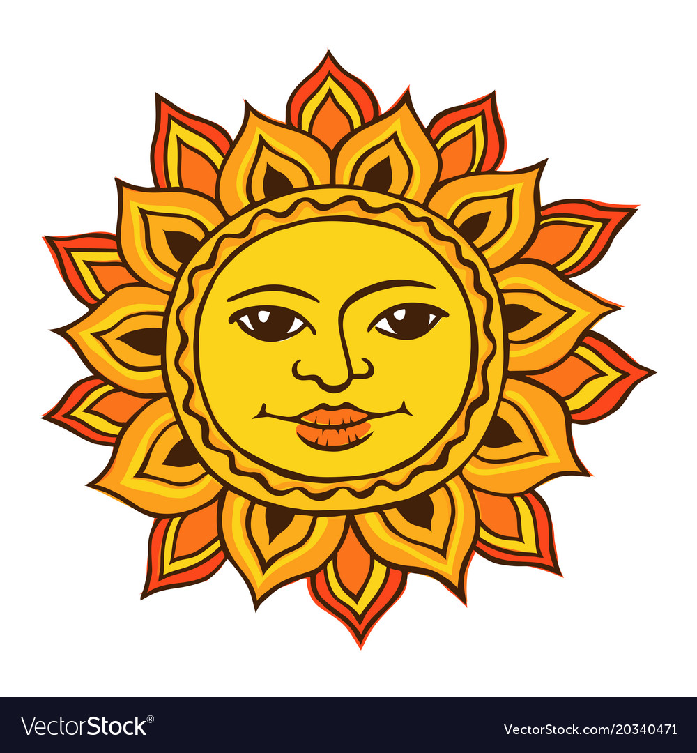 Ethnic drawing sun Royalty Free Vector Image - VectorStock