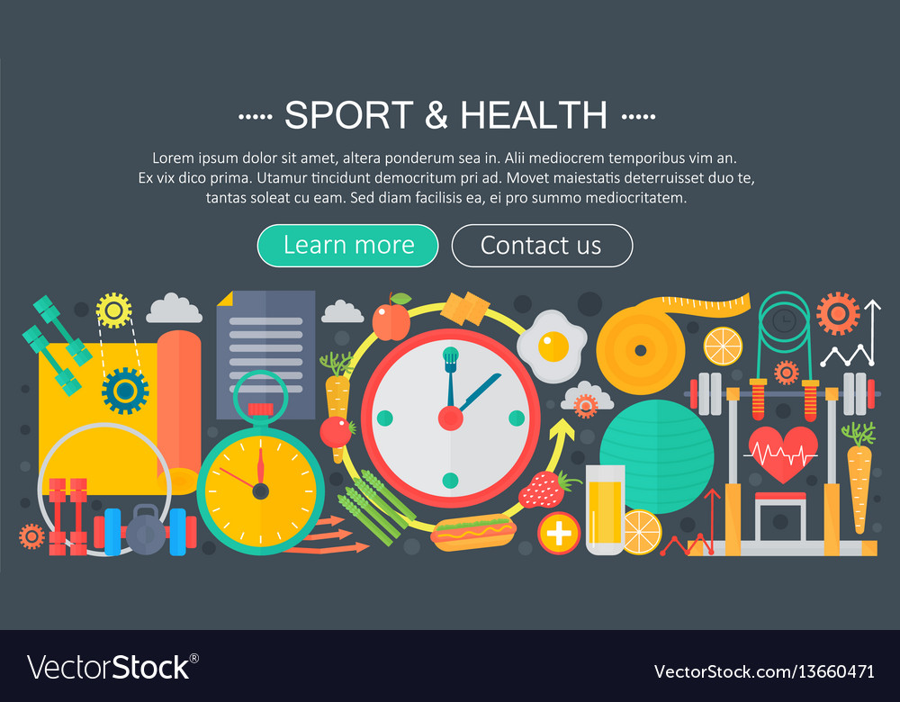 Healthy Lifestyle Concept With Food And Sport Vector Image