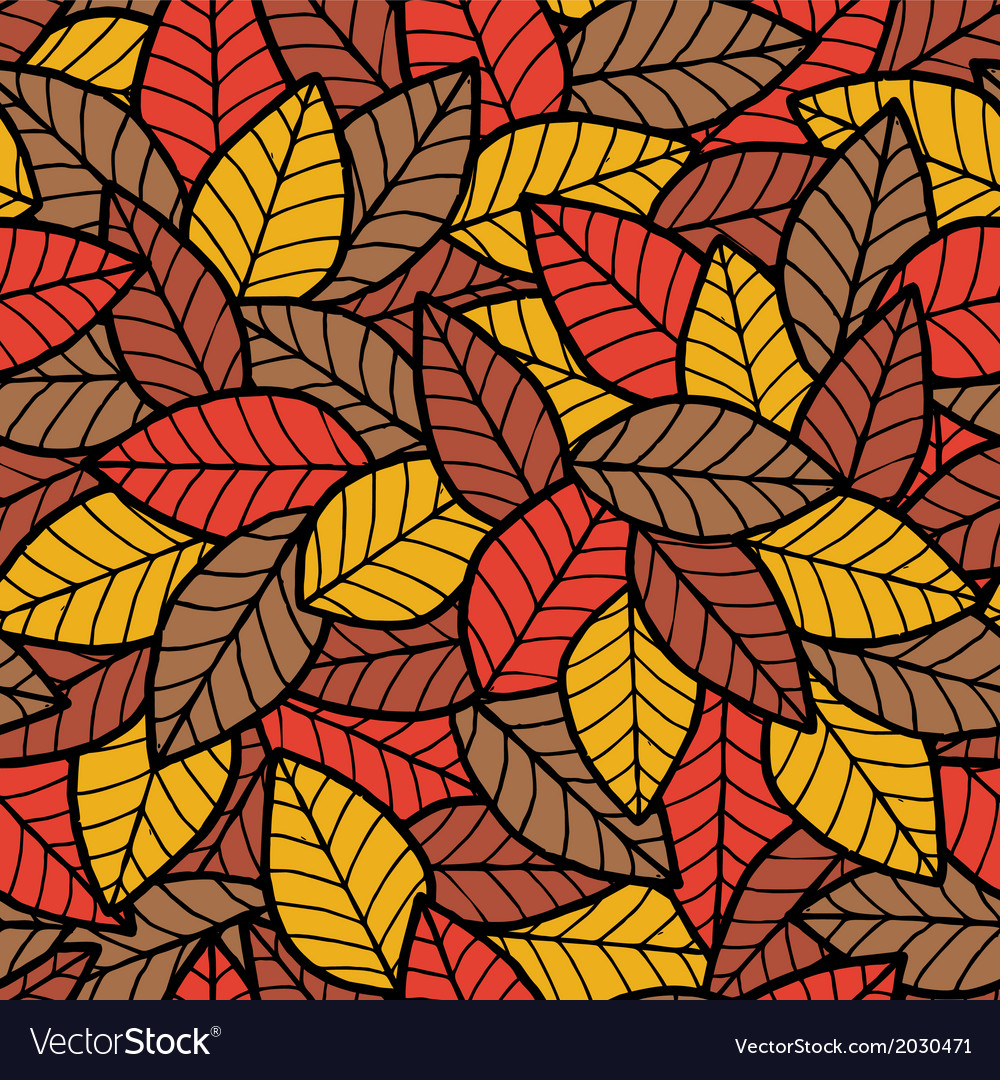 Leafs seamless pattern autumn Royalty Free Vector Image