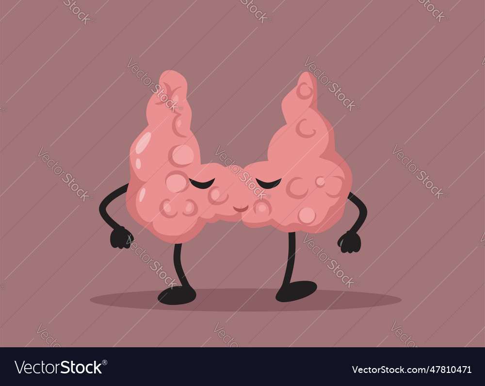 Thyroid Gland Cartoon Mascot Character In Style Vector Image