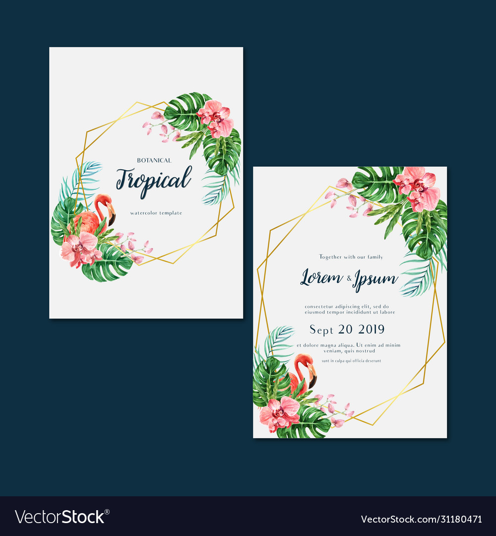 Tropical card invitatoin design summer with