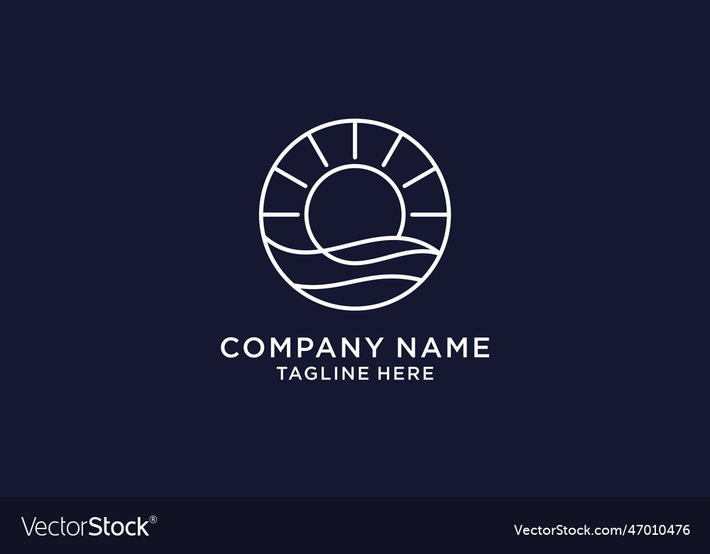 Boho sunrise logo sun line art sunset Royalty Free Vector