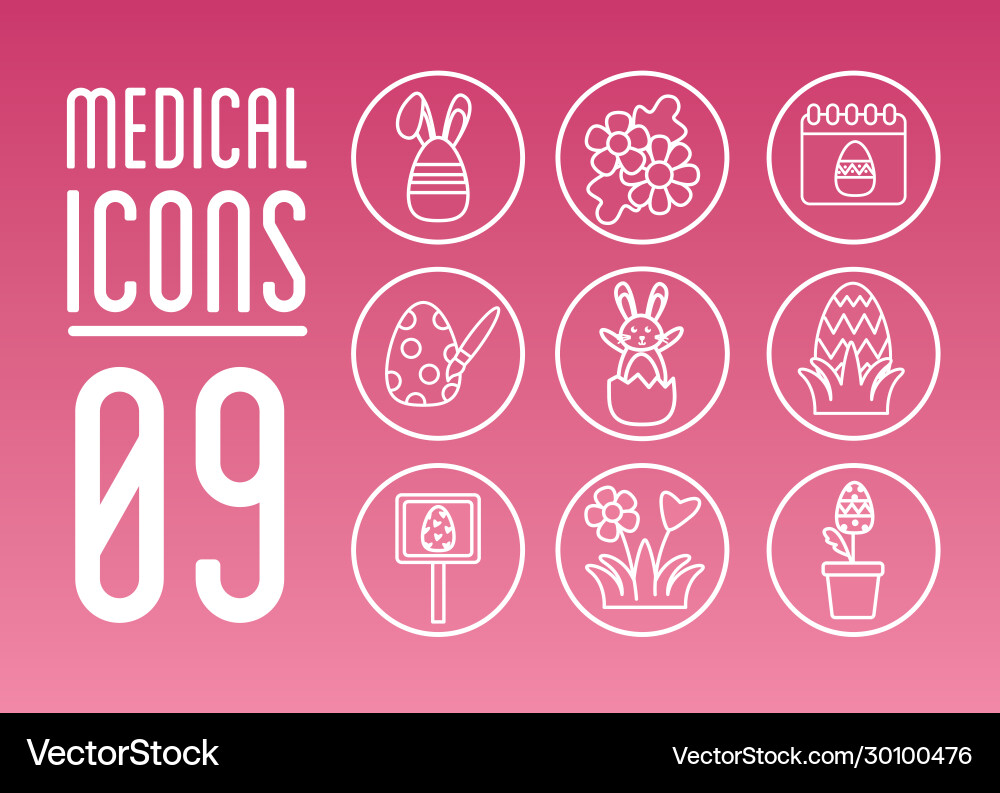 Bundle easter set flat icons Royalty Free Vector Image