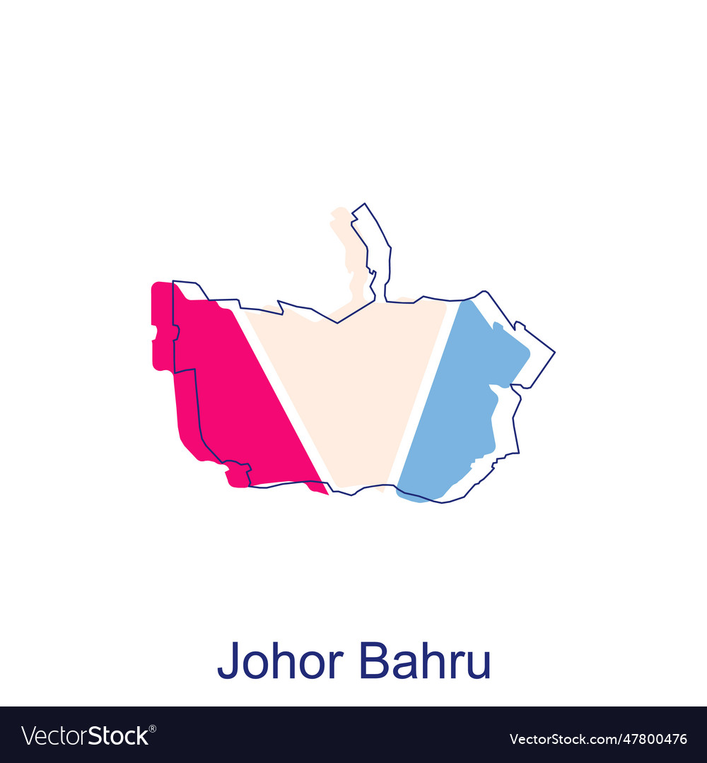 Map of johor bahru colorful modern outline Vector Image