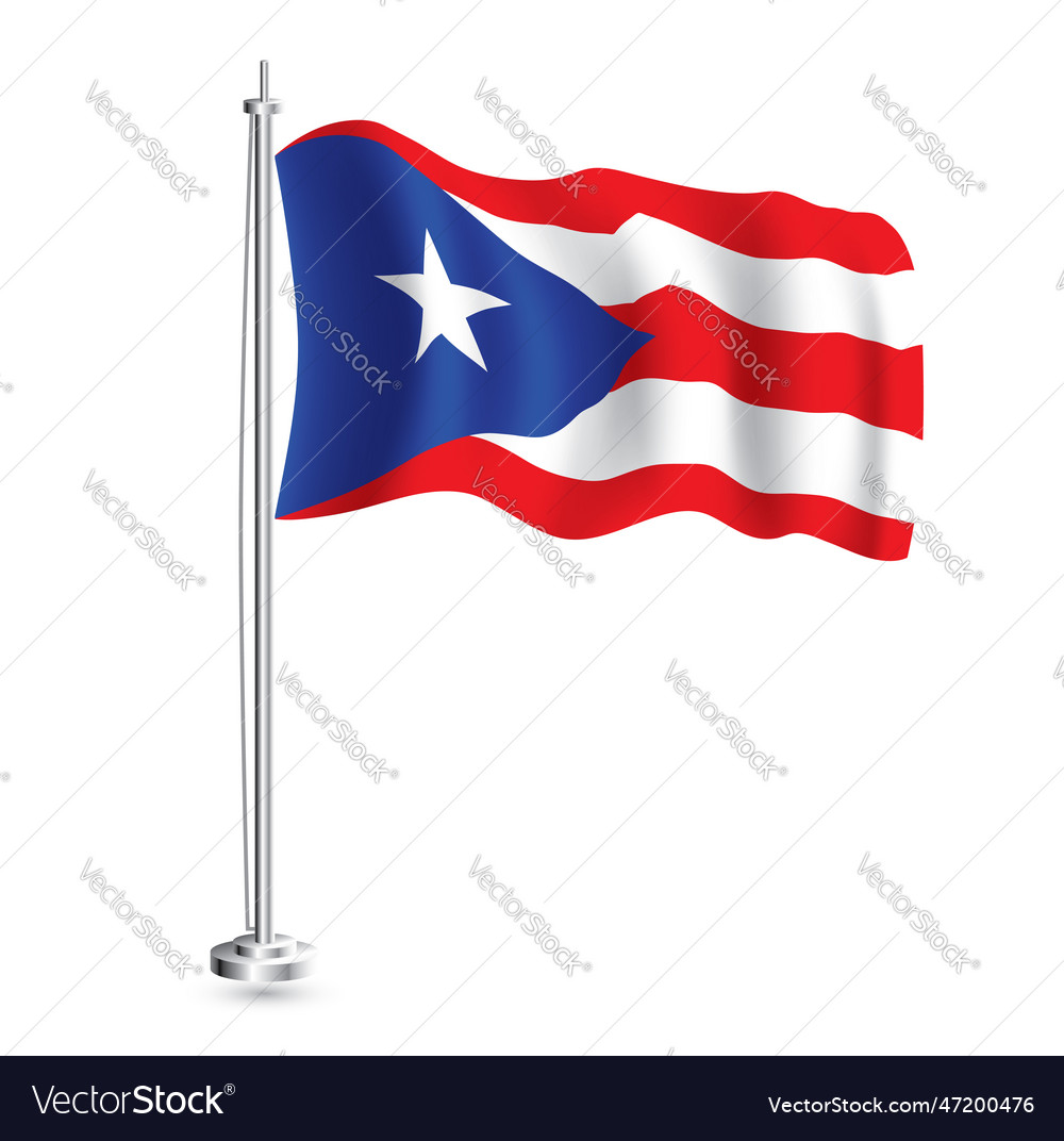 Puerto Rico Flag Isolated Realistic Wave Flag Vector Image