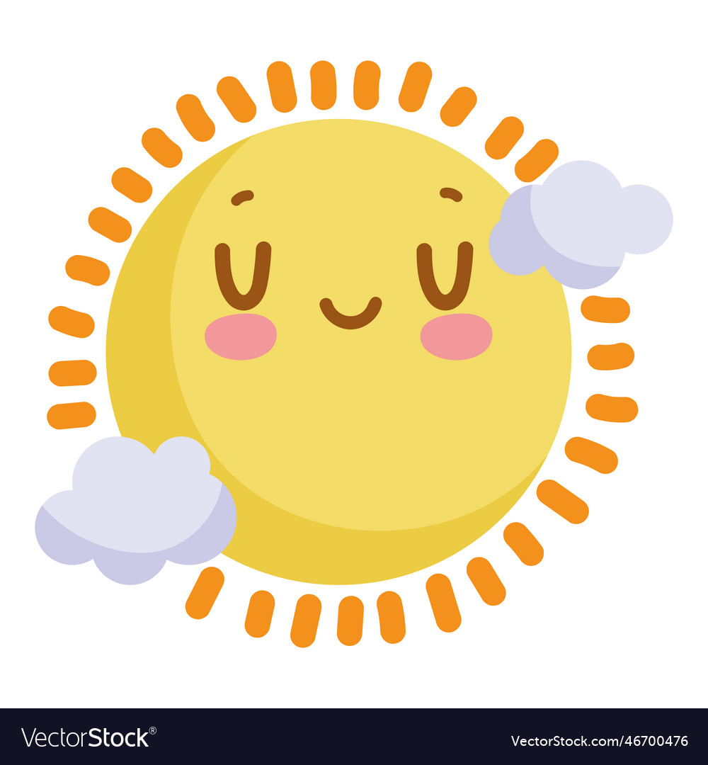 Smiling sun cartoon brings summer fun and Vector Image