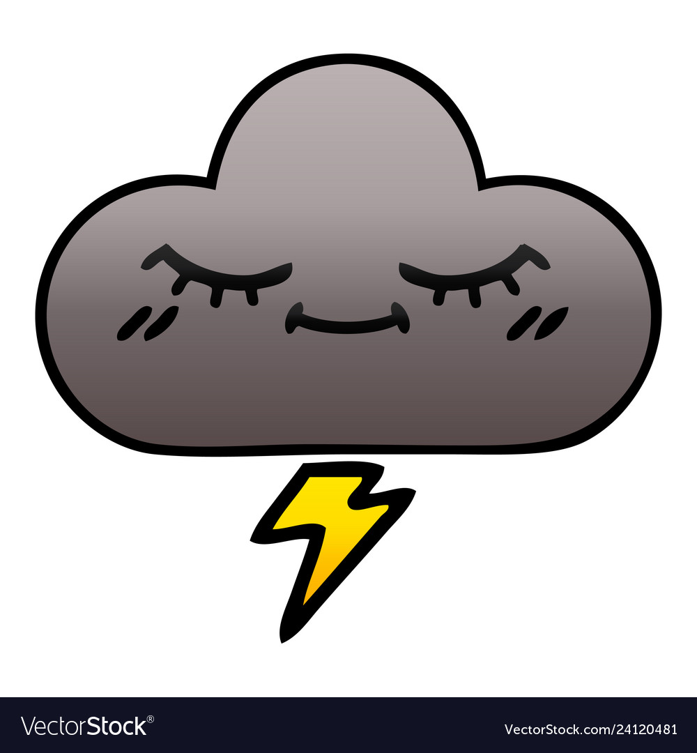 Gradient shaded cartoon storm cloud Royalty Free Vector