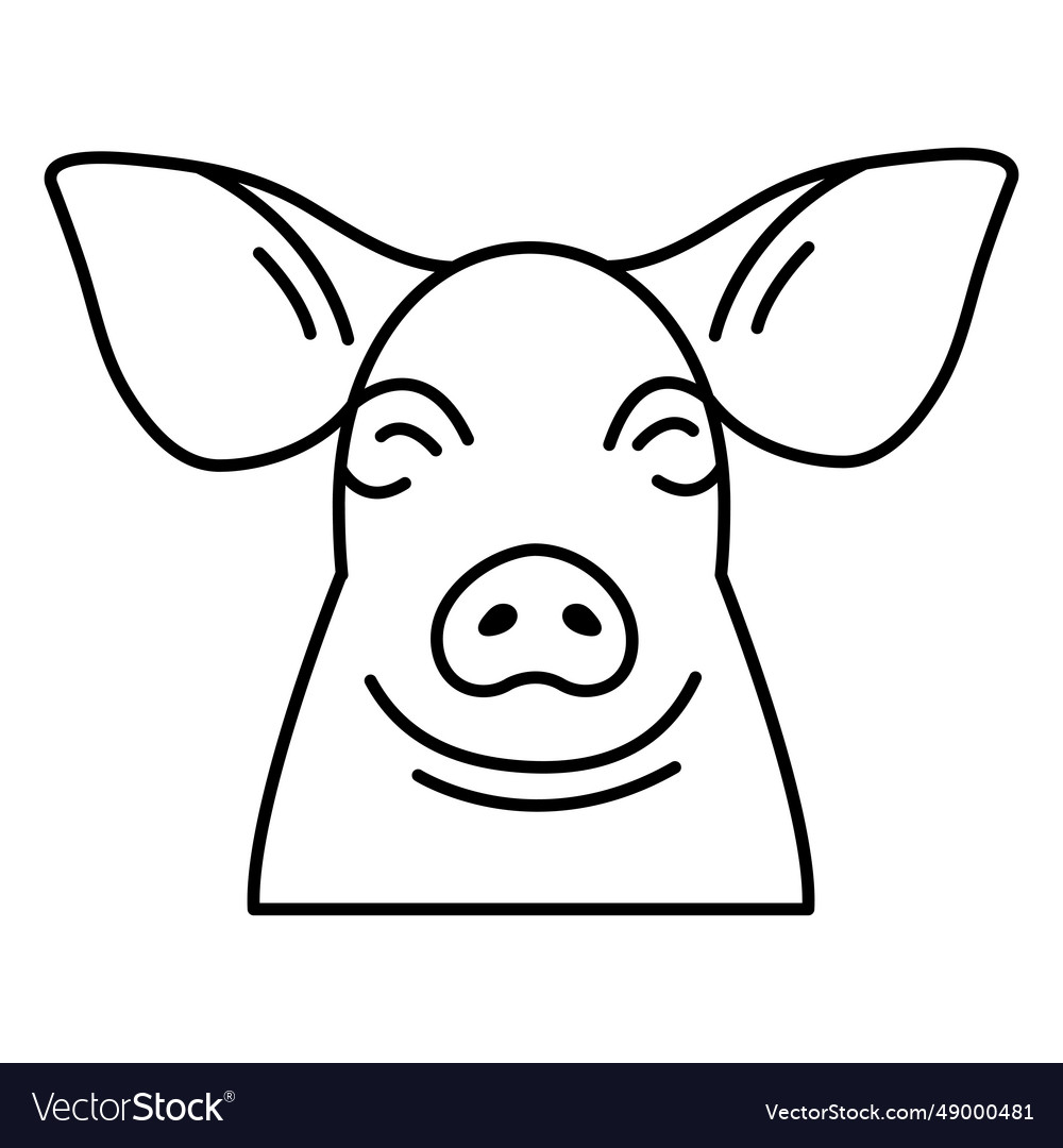 Simple stroke pig head Royalty Free Vector Image