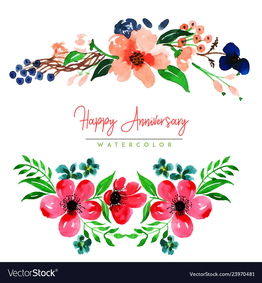 Watercolor floral happy anniversary background Vector Image