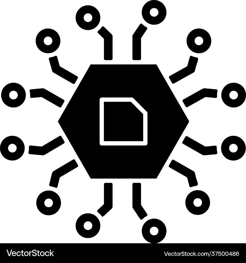 Computer components black glyph icon Royalty Free Vector
