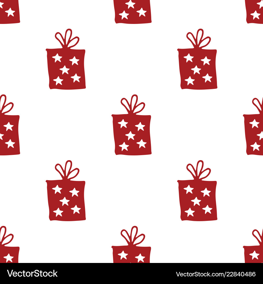 Gift seamless pattern hand drawn boxes Royalty Free Vector