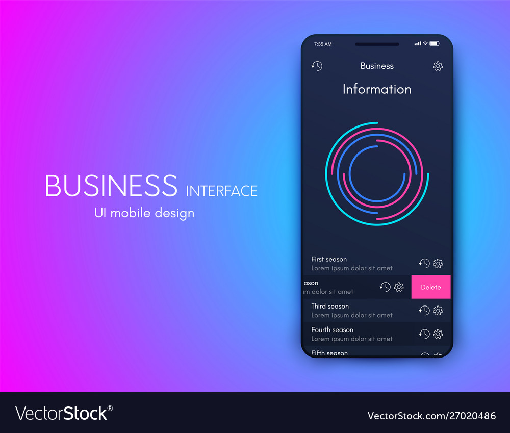 Mobile application interface ui design stock Vector Image