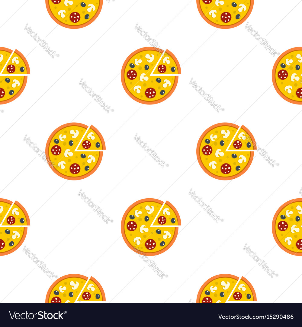 Pizza with mushrooms salami and olives pattern Vector Image