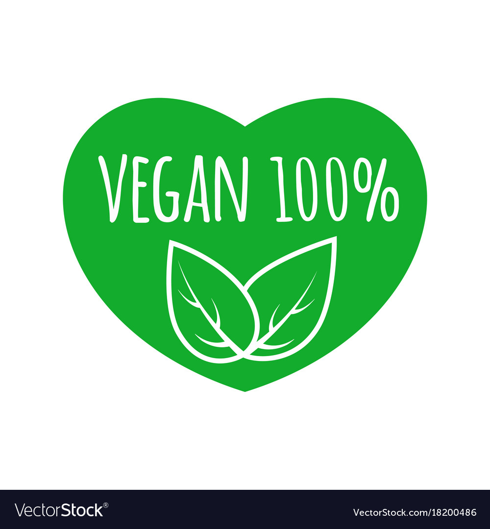 Vegan food sign with leaves in heart shape design Vector Image