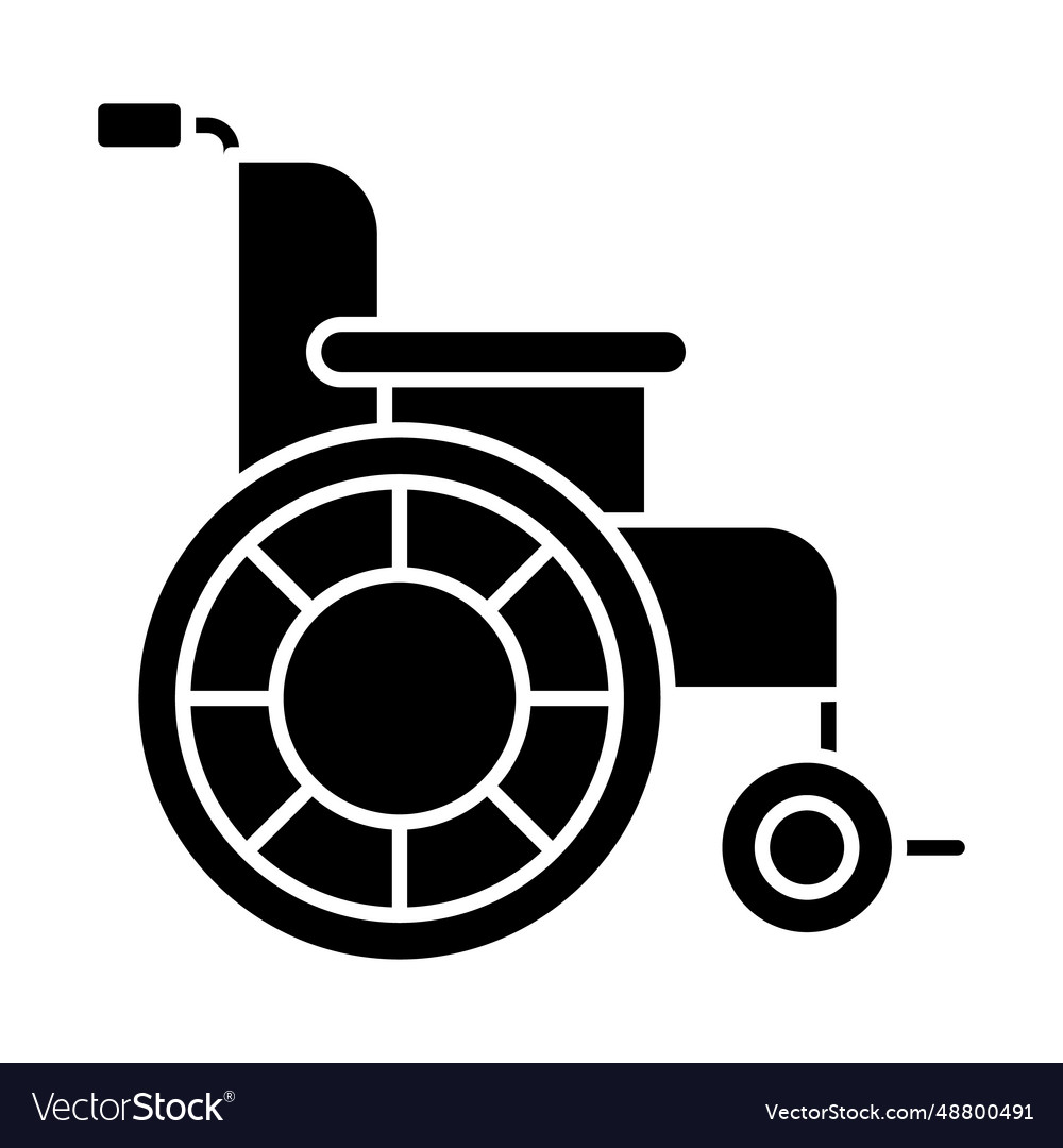 2d Simple Glyph Style Black Wheelchair Icon Vector Image