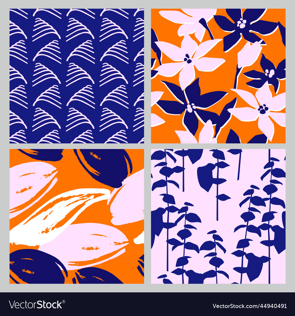 Artistic set of seamless patterns with abstract Vector Image