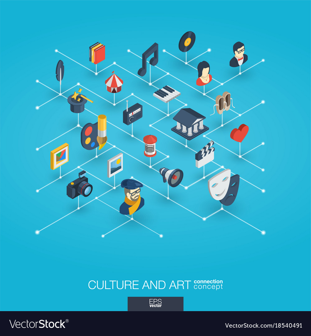 Culture Art Integrated 3d Web Icons Digital Vector Image