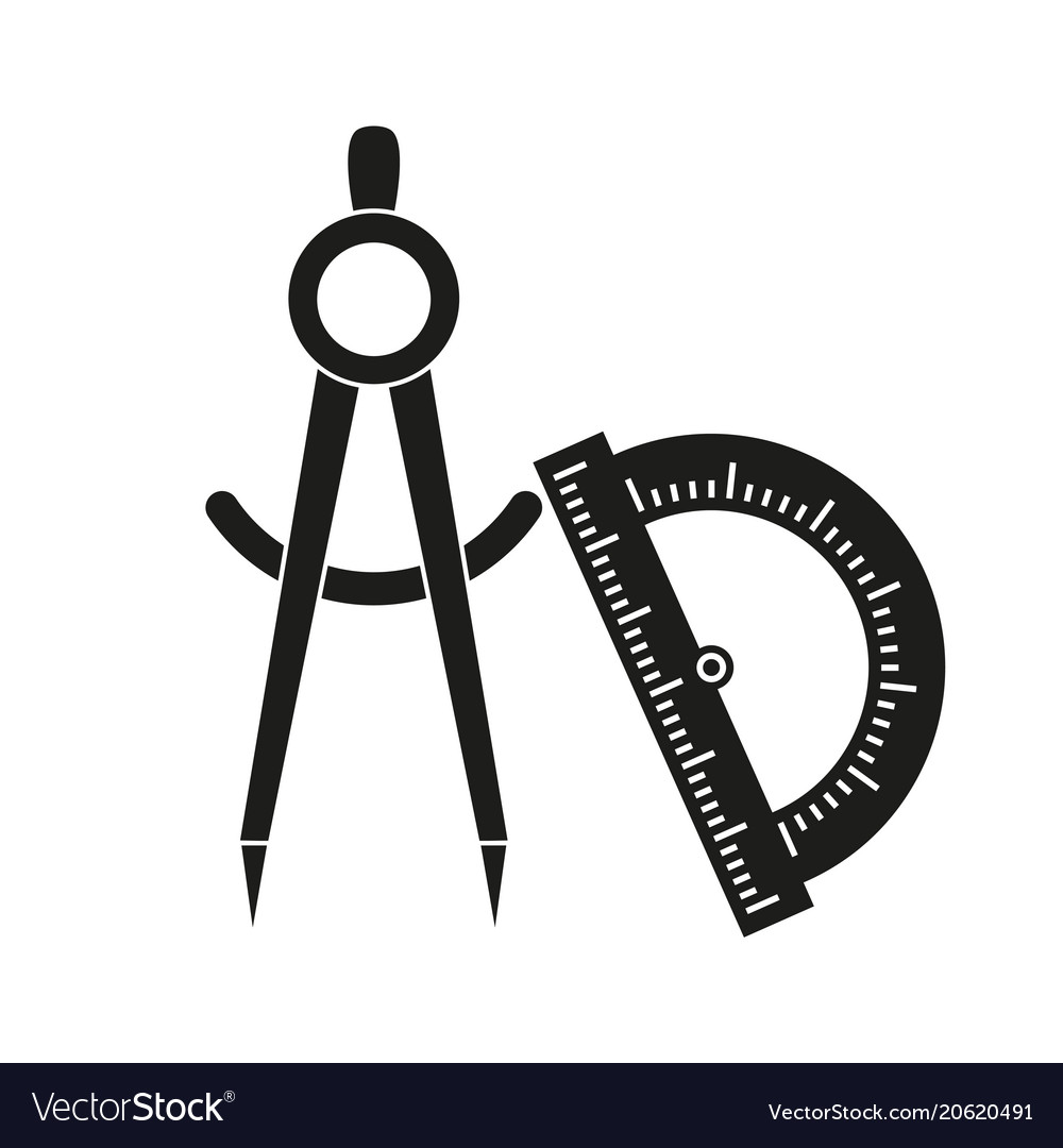 Divider and protractor black icons Royalty Free Vector Image