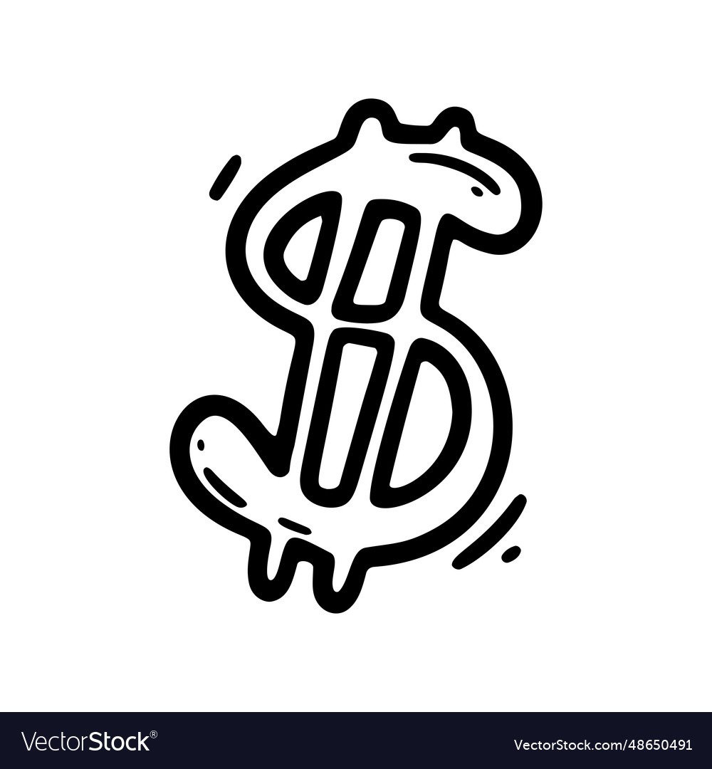 Dollar sing in doodle stile hand drawn financial Vector Image