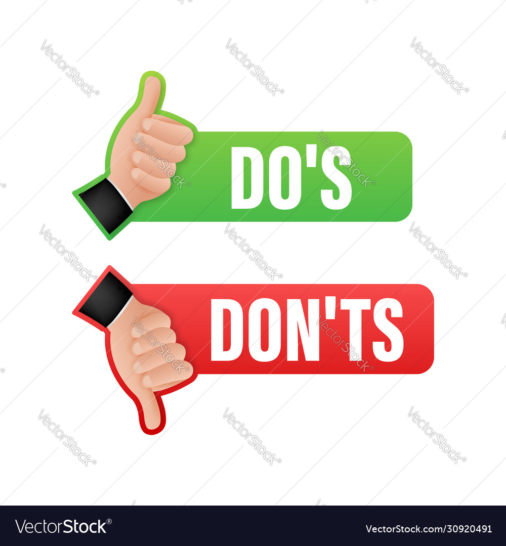 Dos and donts like thumbs up or down flat simple Vector Image