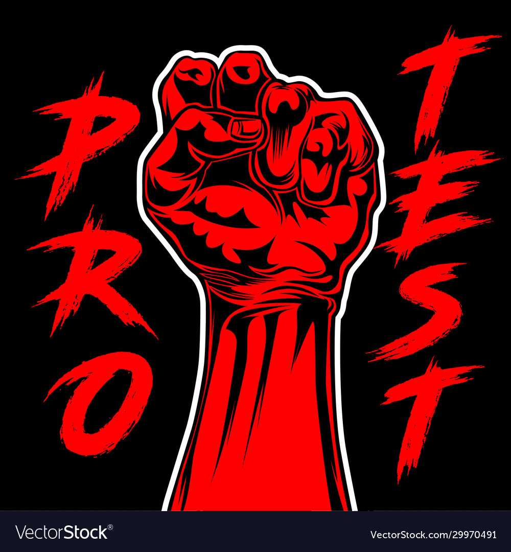 Drawing Hand Protest Freedom Poster Red Change Vector Image