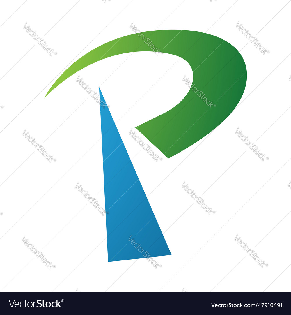 Green and blue radio tower shaped letter p icon Vector Image