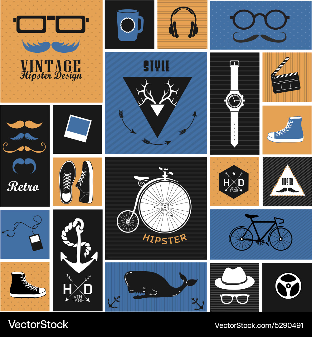 Hipster style elements Royalty Free Vector Image