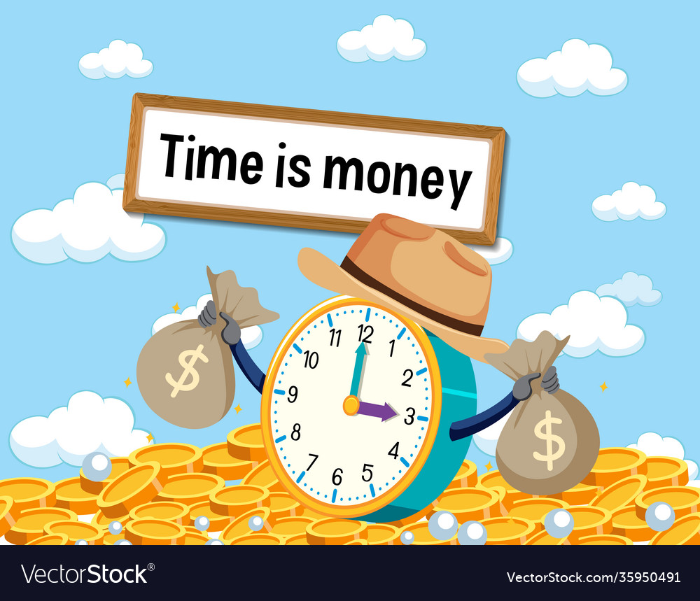 Idiom Poster With Time Is Money Royalty Free Vector Image