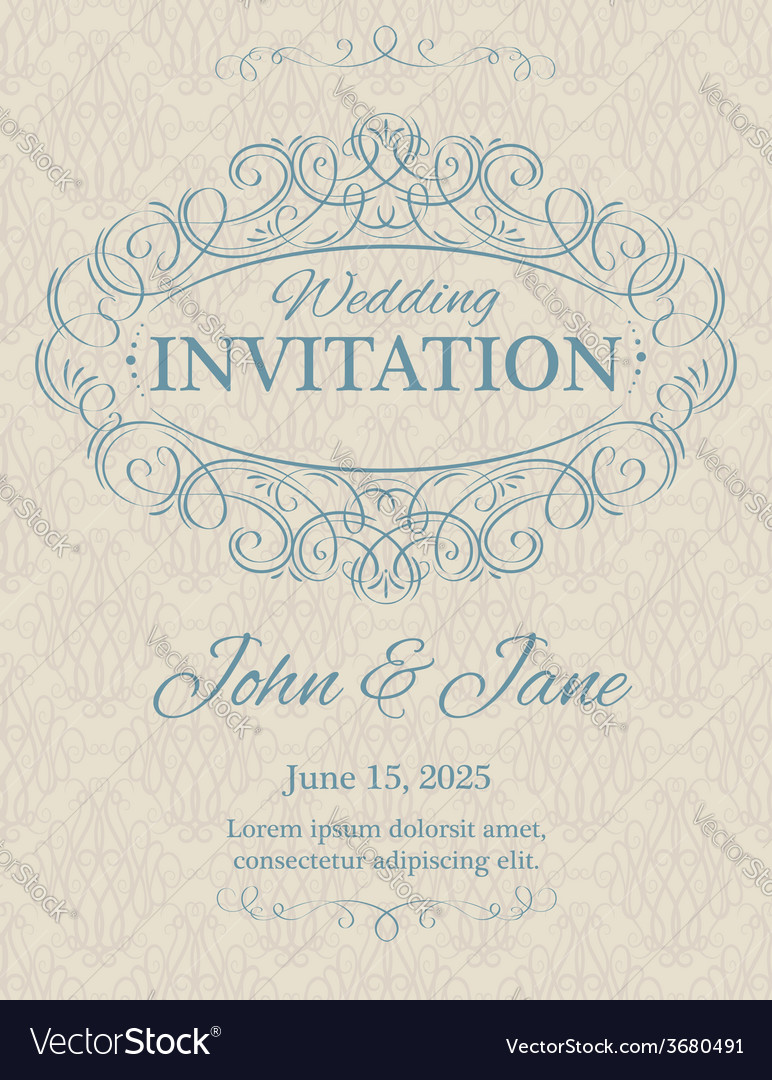 Invitation with calligraphy design elements in Vector Image