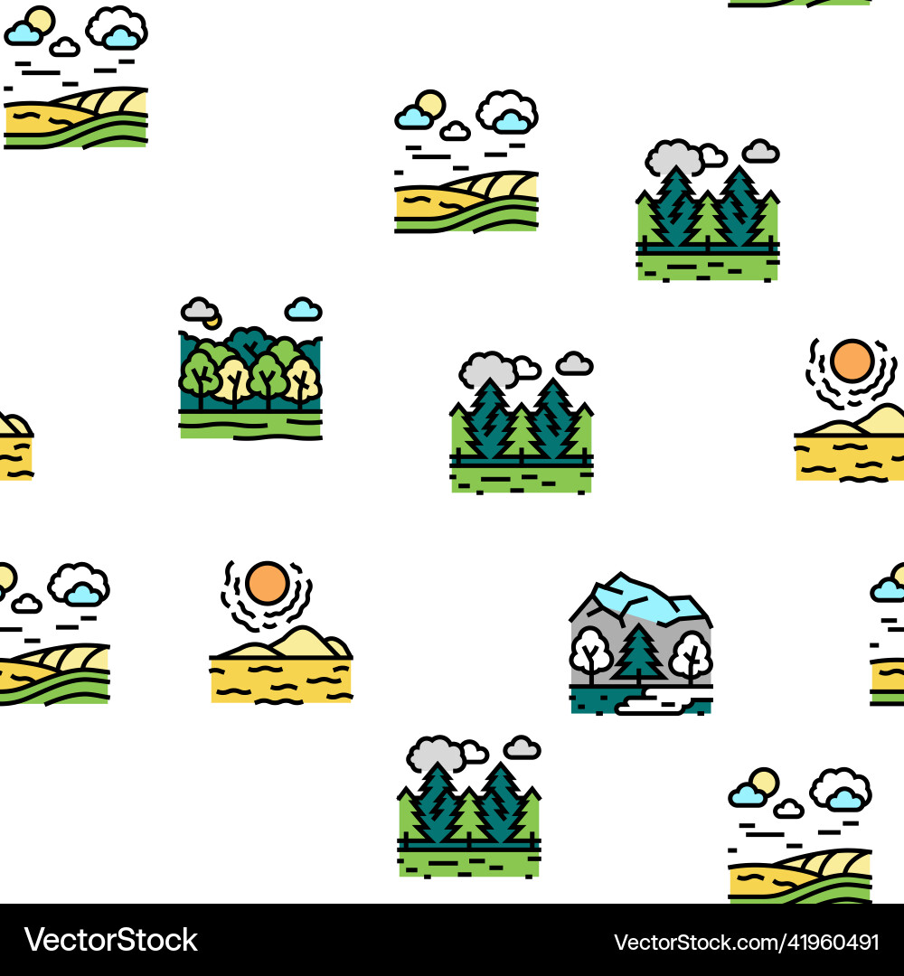 Land scape nature seamless pattern Royalty Free Vector Image