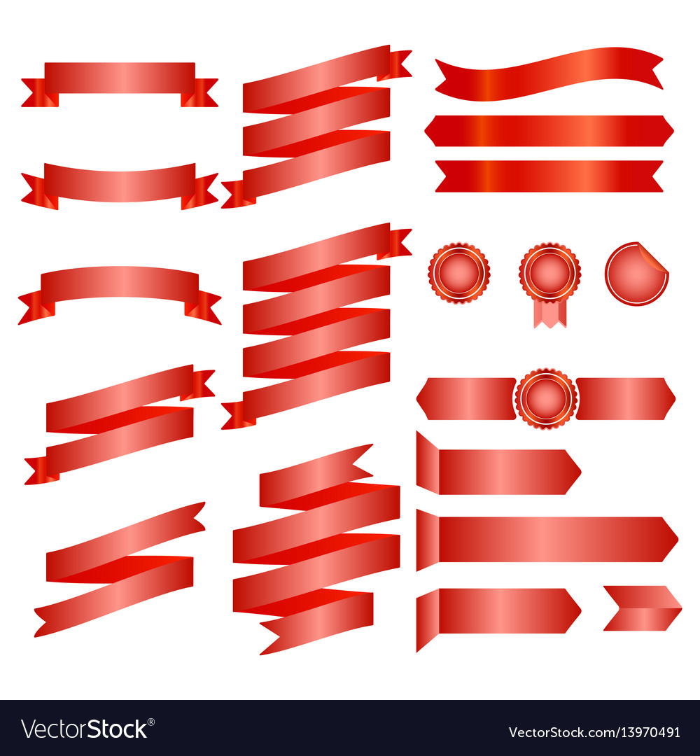 Red ribbons isolated on whte background Royalty Free Vector