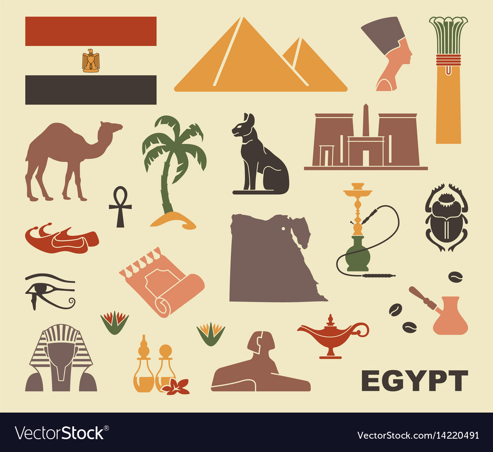 Traditional symbols of egypt Royalty Free Vector Image