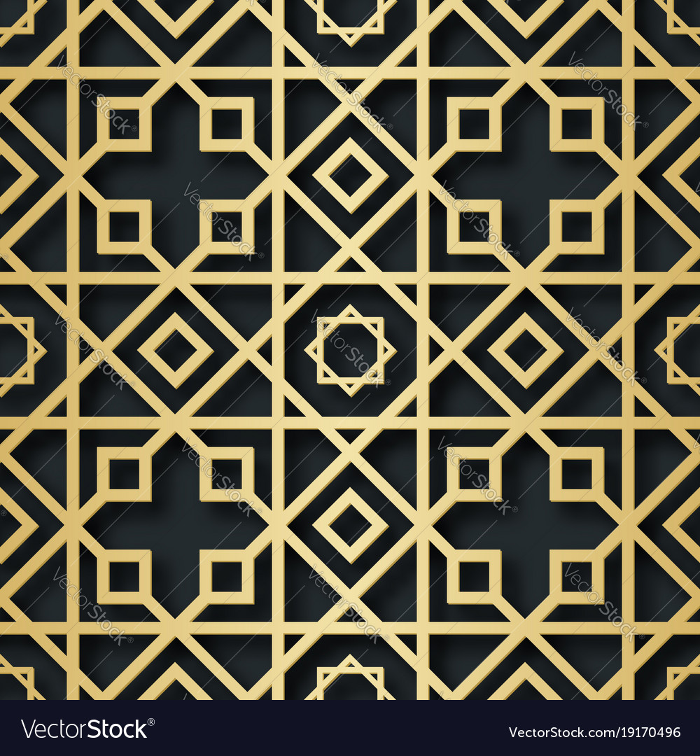 Arabic seamless pattern with 3d effect Royalty Free Vector