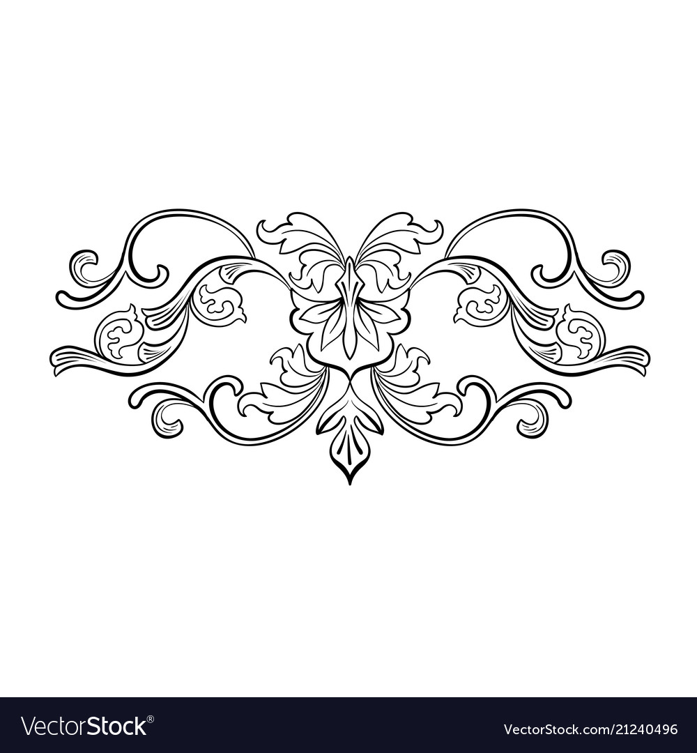 Black Isolated Hand Drawn Floral Greek Decoration Vector Image