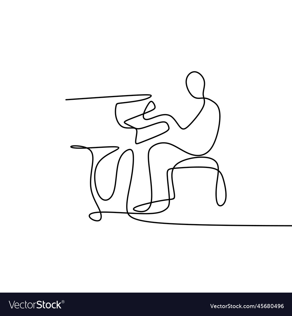 Continuous drawing line playing the piano Vector Image